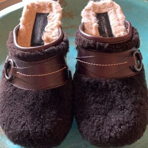 Vintage Dolce & Gabbana brown shearling clogs size 38; $75.